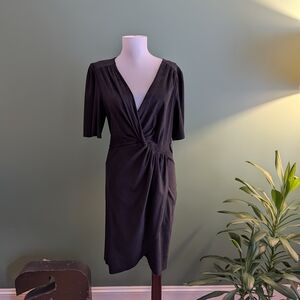 Kensie Faux Suede Elegant Black Wrap Dress